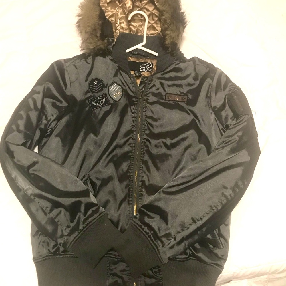 Fox satin bomber jacket